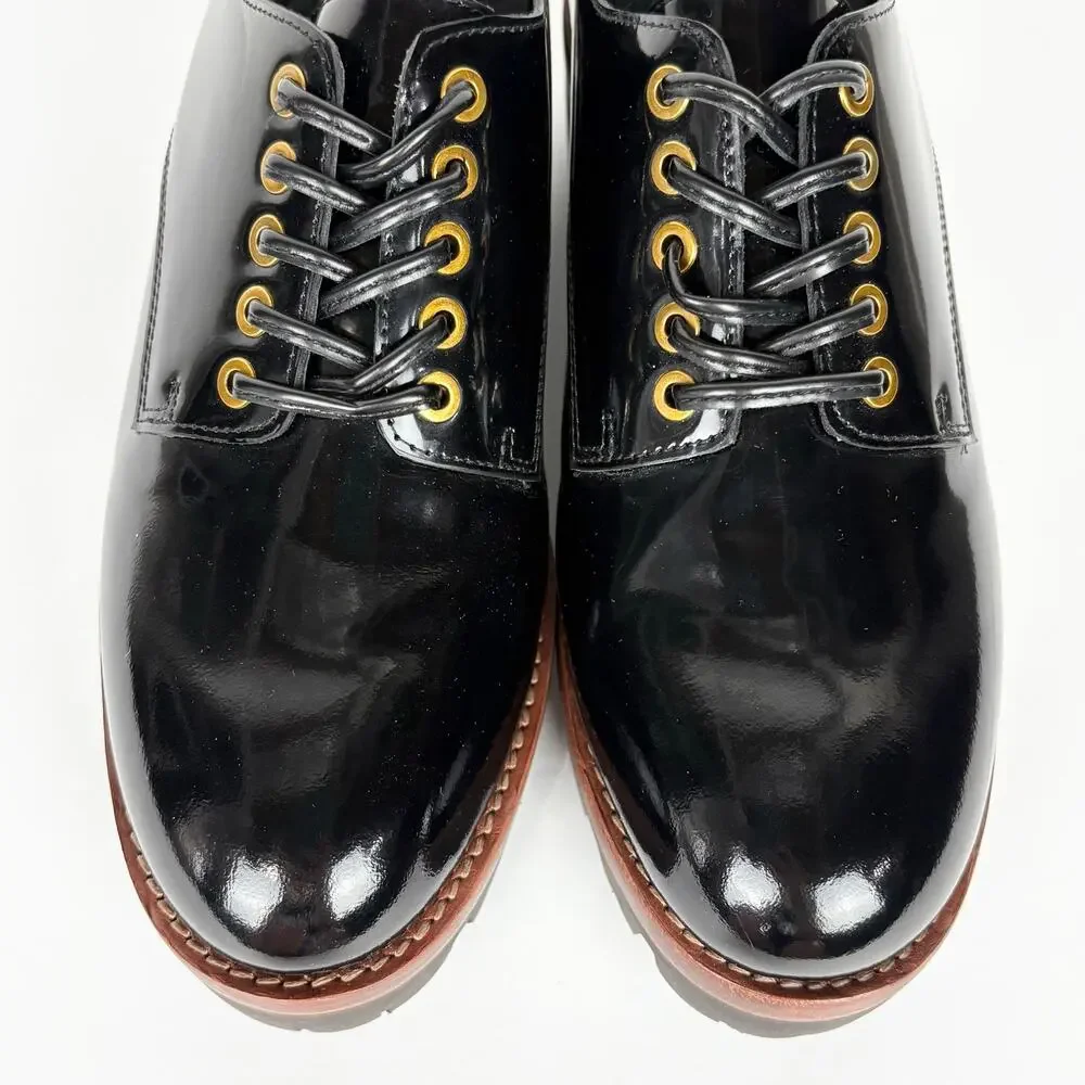 Jeffrey Campbell Trevor Platform Lug Sole Derby Oxfords Black Patent Leather 8